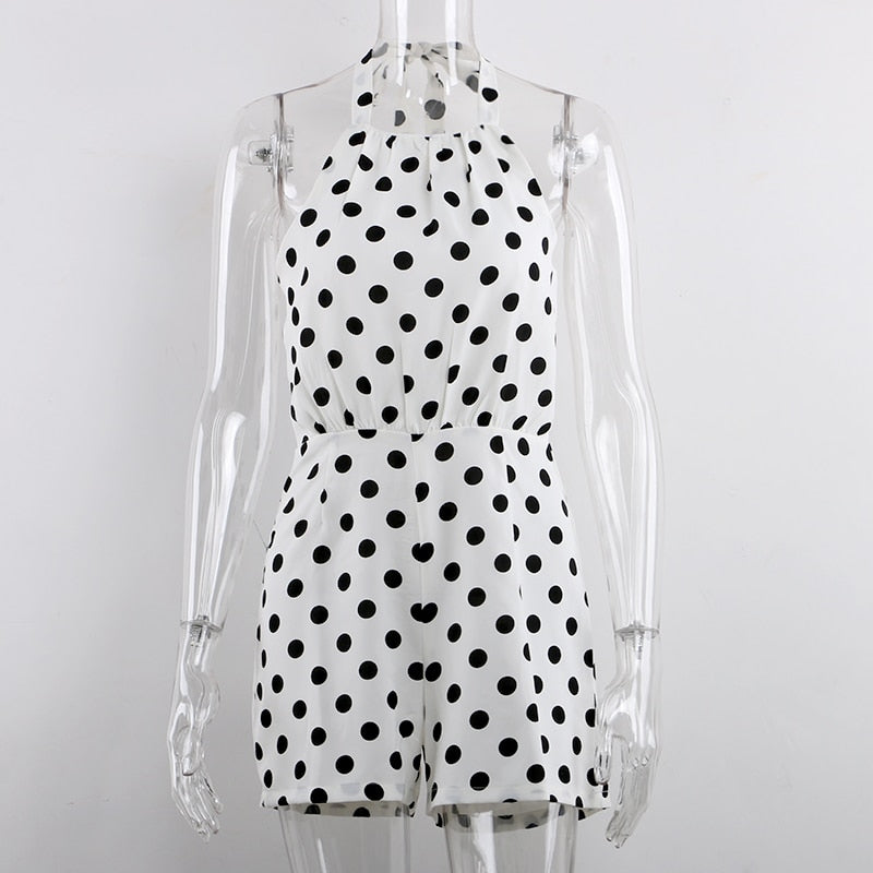 Women Overalls Polka Dot Off Shoulder Jumpsuit