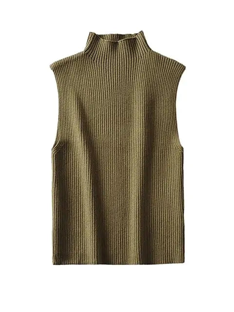 Sleeveless Knit High Neck Top