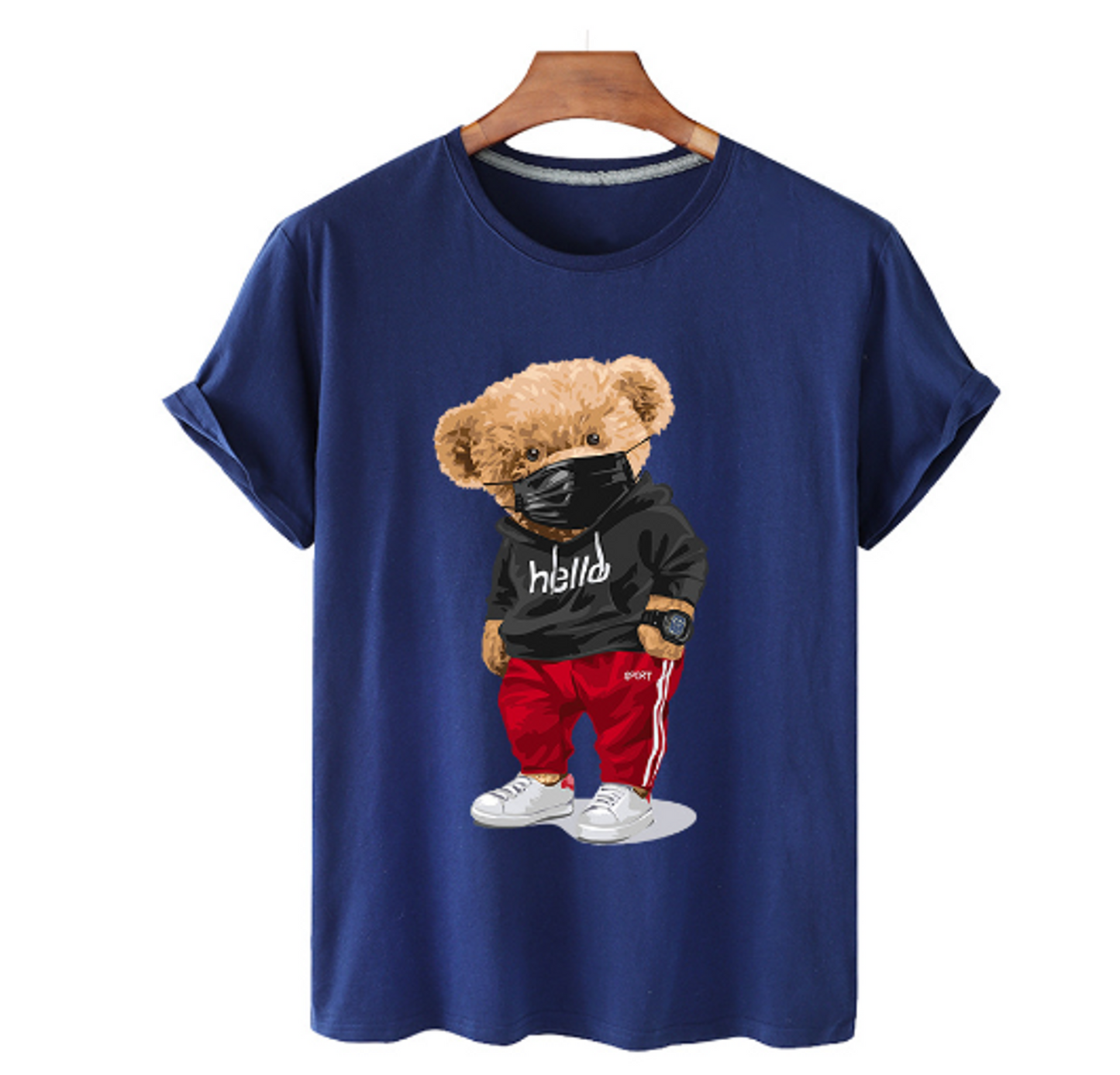 Bear Print Men's Cotton T Shirt