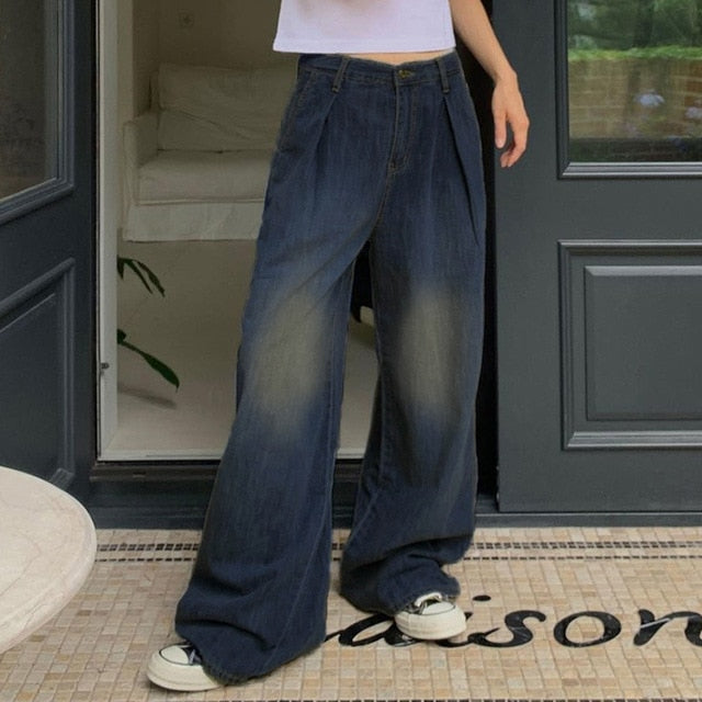 Button Low Waist Women's Denim Pants