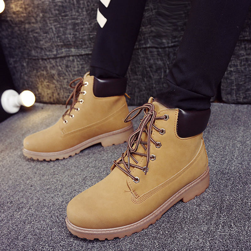 Winter Men Boots PU Outdoor Snow Ankle Boots Male Lace Up Anti-slip Booties British Sneakers Plus Size 46 Zapatos De Hombre