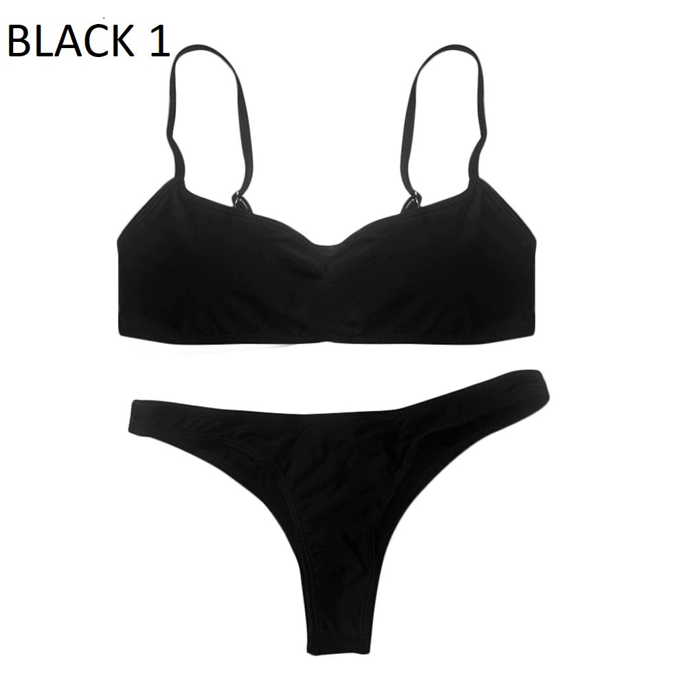 2019 new summer solid bikini set for women