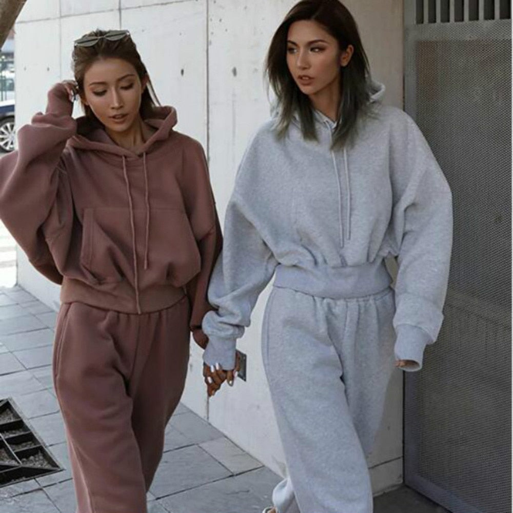 Women Warm Hoodie and Pants Set