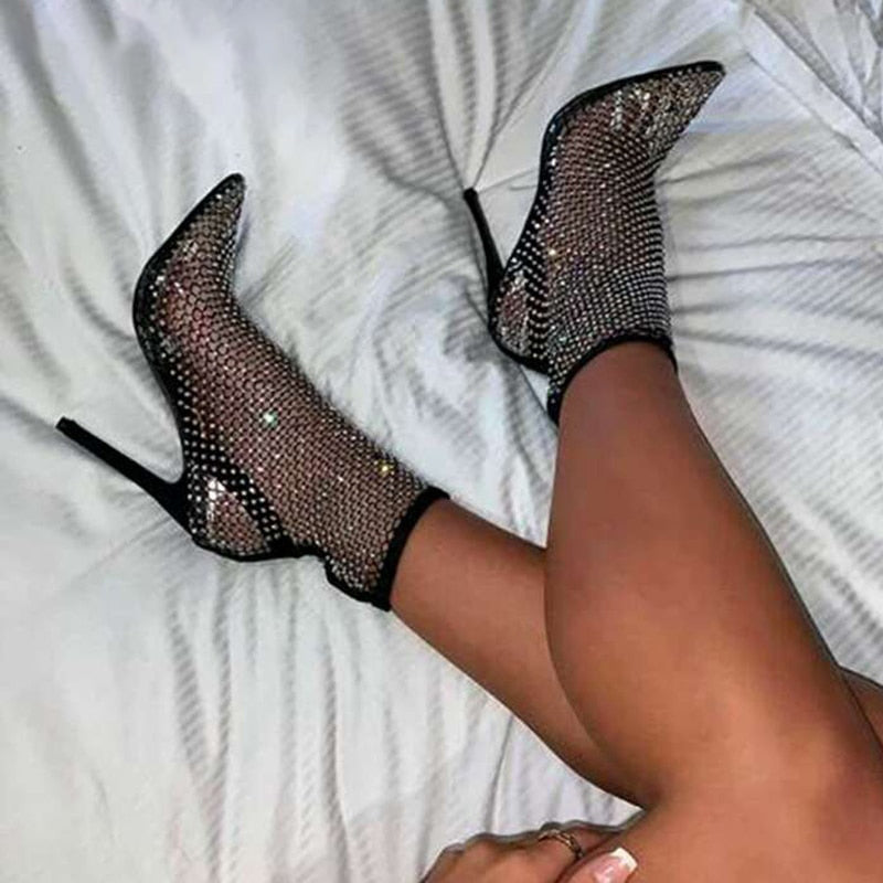 Crystal Mesh Pointed Stilettos