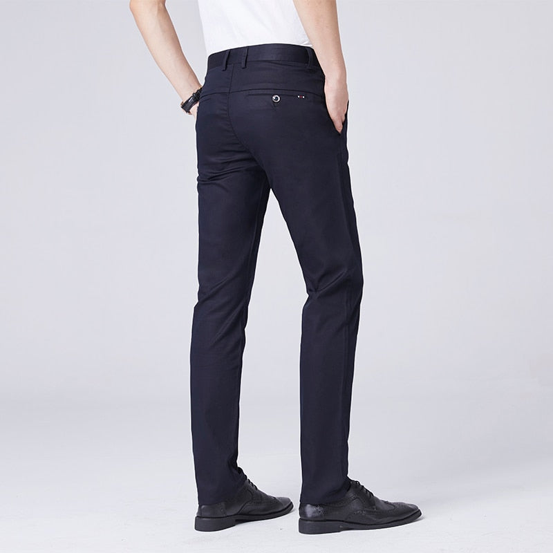 Ice Silk Slim Fit Business Elastic Trousers