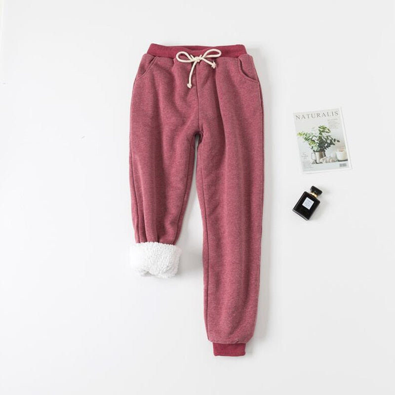 Winter Women Long Trousers Warm Thick Lamb cashmere Harem Pants