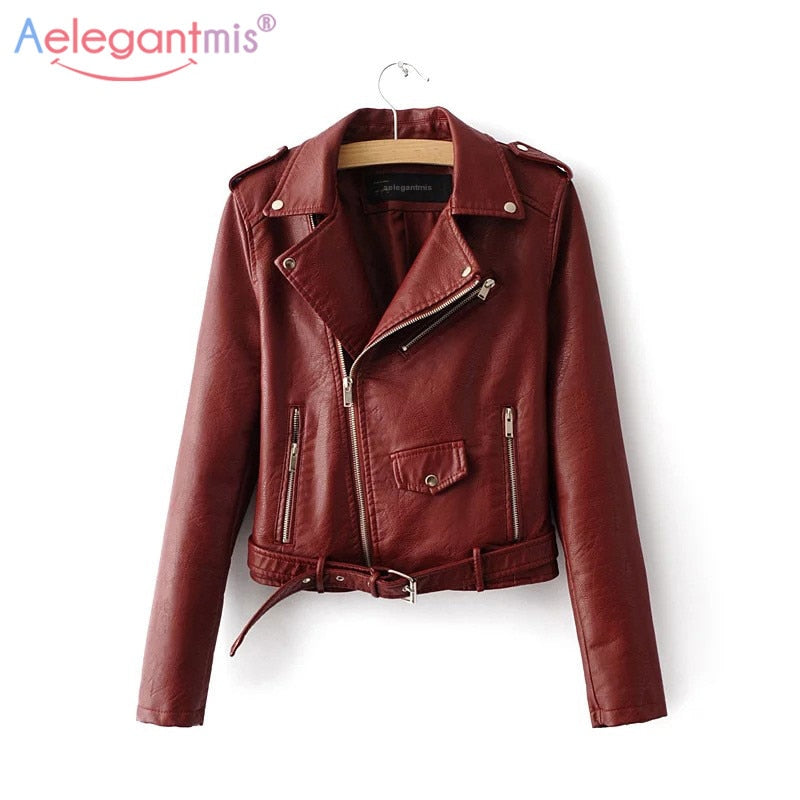 Autumn New Short Faux Soft Leather Jacket Women Fashion