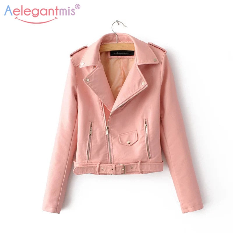 Autumn New Short Faux Soft Leather Jacket Women Fashion