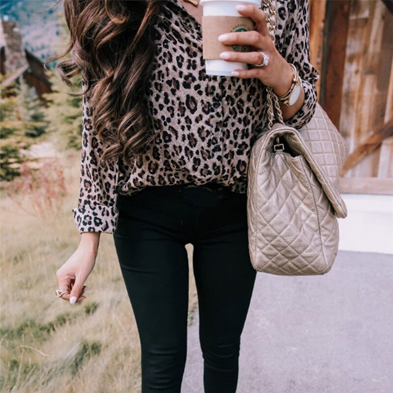 JALIFUNI Blouse Women 2020 Fashion Leopard Shirts Top Long Sleeve Office Lady Button Streetwear Blusas Femininas Plus Size 3XL