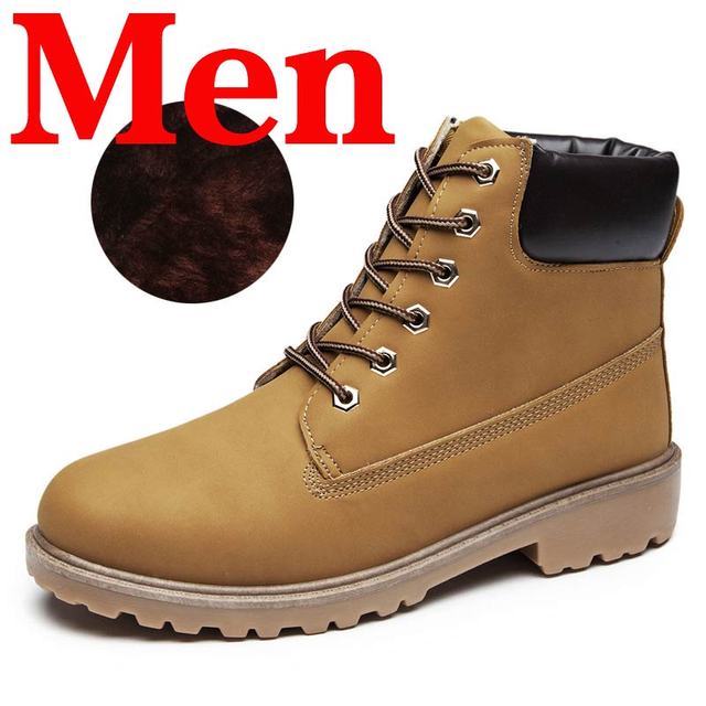 Winter Men Boots PU Outdoor Snow Ankle Boots Male Lace Up Anti-slip Booties British Sneakers Plus Size 46 Zapatos De Hombre