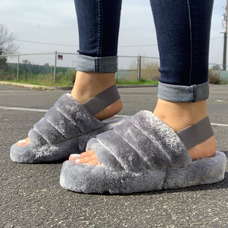 Factory Directly Women Spring autumn sponge cake cotton slippers Fashion Wild Outdoor Women's Suede Back Strap Cotton Slippers