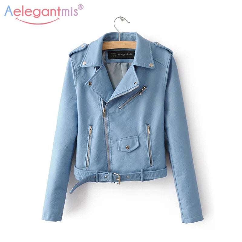 Autumn New Short Faux Soft Leather Jacket Women Fashion