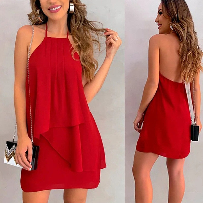 Women Sexy Sleeveless Irregular Dress