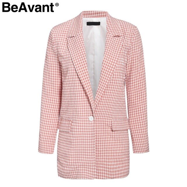 Elegant Plaid Women Blazer