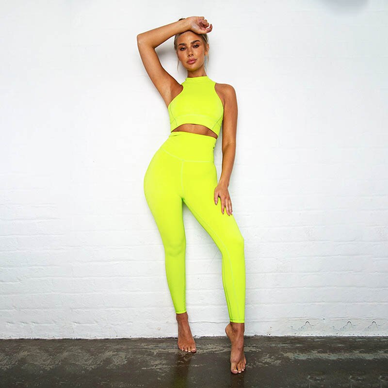 Kaminsky Two Piece Sets Women Zipper Top+High Waist Leggings Skinny Sports Tracksuit Women Clothes Patchwork Fitness Sports Wear